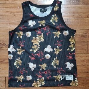Stussy Mesh Jersey Black Floral Tank Top